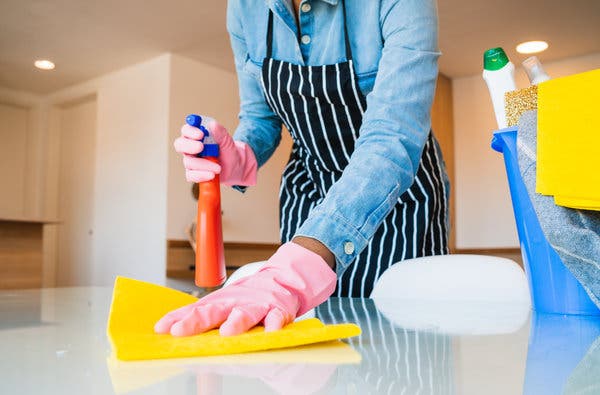 A person cleaning